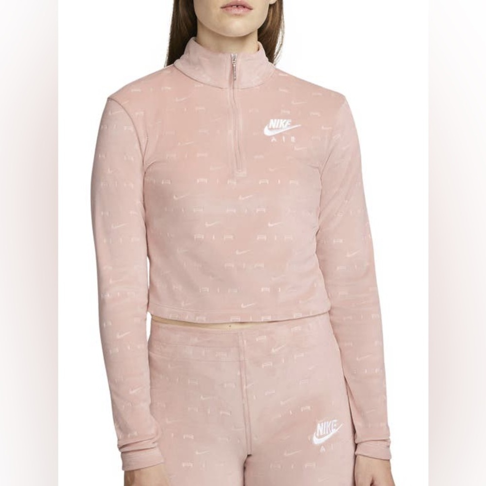 NWT Nike Women's size small Pink Velour Air 1/4 Zip jacket - Picture 2 of 4
